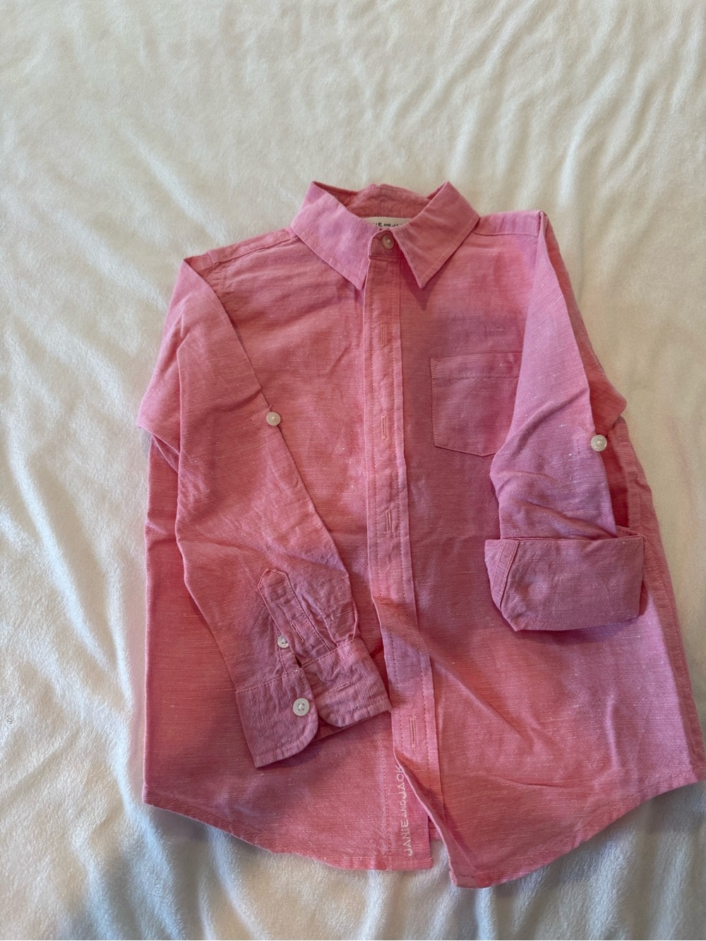 Janie and Jack Pink Linen Blend Shirt